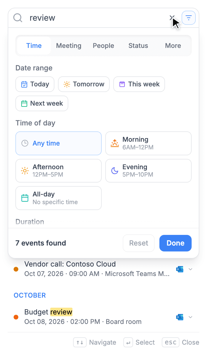 The search filter panel listing every available filter